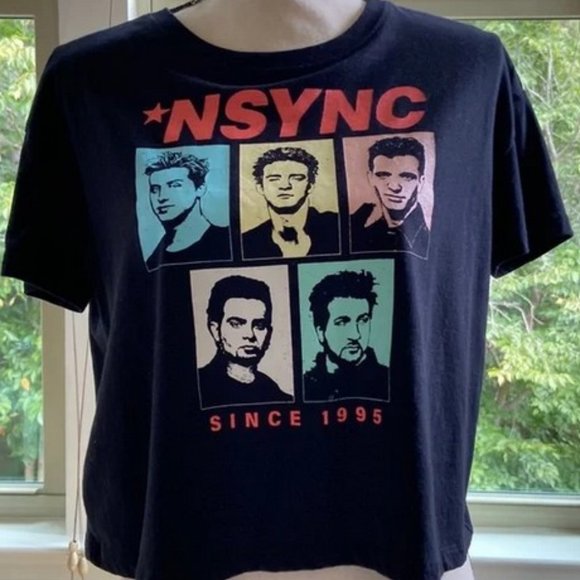 Tops - NSYNC Black Graphic Print Cropped Top.